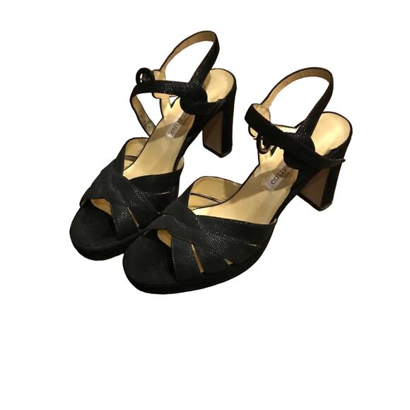 Vintage Ann Marino suede heels sparkly black size 7.5 - Picture 1 of 3